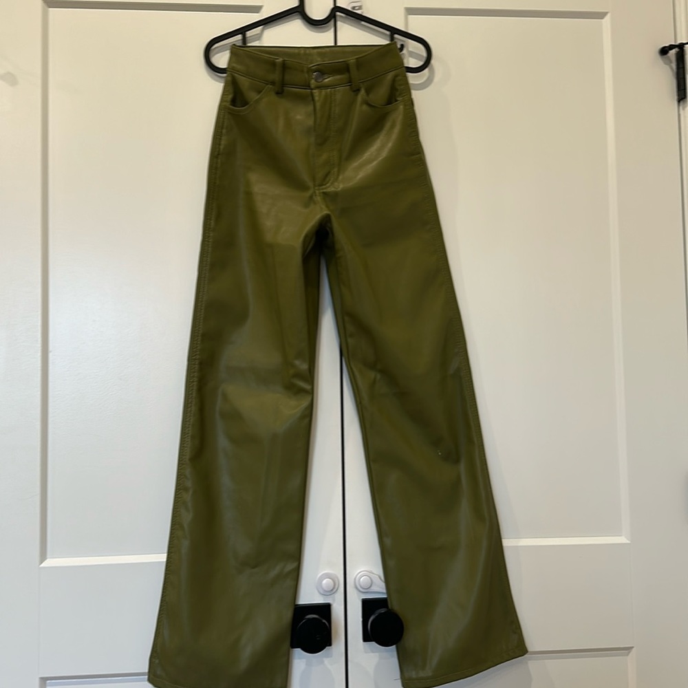 Garage straight leg leather pants